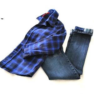 Boy's Jeans With Plaid Cuff Size 6 Adjusta…